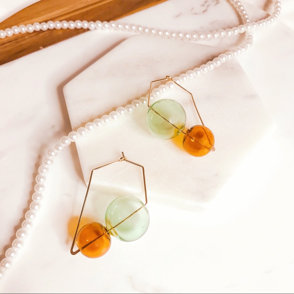 New ✨Colored Bubble Diamond Shape Drop Earrings - Picture 2 of 4